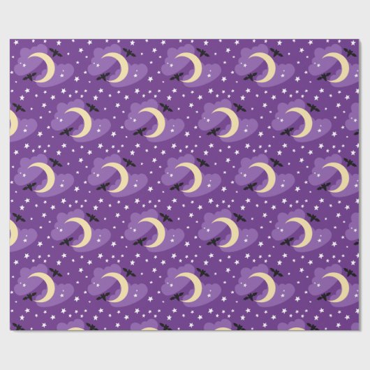 Mond und Sterne | Halloween Wrapping Paper Geschenkpapier (Flach)