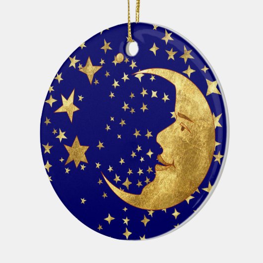 Mond und Sterne Keramik Ornament (Links)