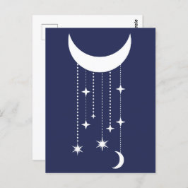 Mond und Sterne lila Nachthimmel Postkarte