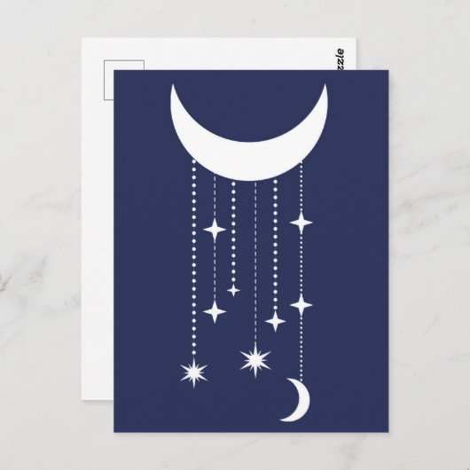 Mond und Sterne lila Nachthimmel Postkarte (Vorne/Hinten)