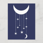 Mond und Sterne lila Nachthimmel Postkarte (Vorderseite)