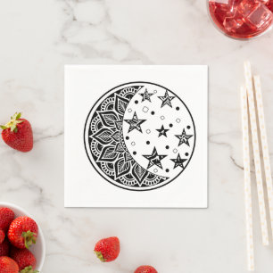 Mond und Sterne Mandala Serviette