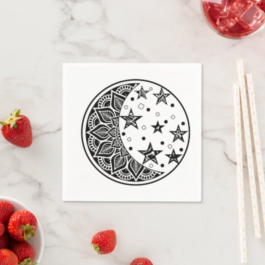 Mond und Sterne Mandala Serviette (Beispiel)