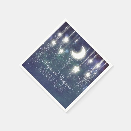 Mond und Sterne Marine verzaubert romantisch Serviette (Ecke)