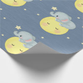 Mond und Sterne mit Niedlicher Elefantenbabydusche Geschenkpapier (Ecke)
