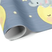 Mond und Sterne mit Niedlicher Elefantenbabydusche Geschenkpapier (Rolleneckpunkt)