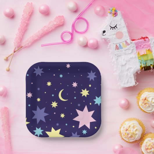 Mond und Sterne. Pappteller (Party)
