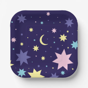 Mond und Sterne. Pappteller