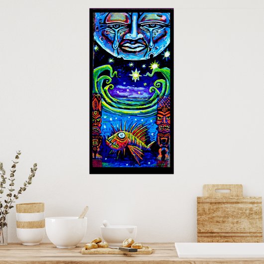 Mond und Sterne Poster (Küche)