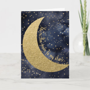 Mond und Sterne Romantische Liebe Feiertagskarte