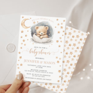 Mond und Sterne schlafen Teddy Bären Babydusche Einladung