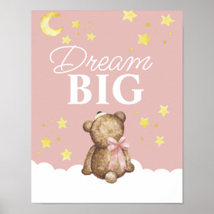 Mond und Sterne Träumen Großes Mädchen Teddybär-Nu Poster