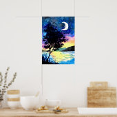 Mond und Sterne über dem See Poster (Küche)