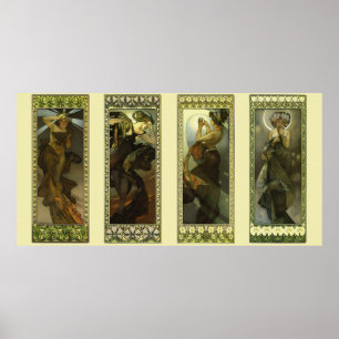 Mond und Sterne von Alphonse Mucha Poster