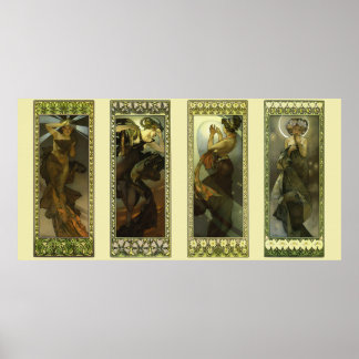 Mond und Sterne von Alphonse Mucha Poster