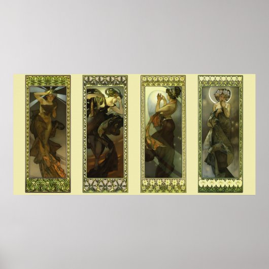 Mond und Sterne von Alphonse Mucha Poster (Vorne)