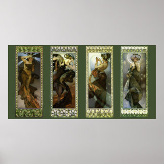 Mond und Sterne von Alphonse Mucha Poster