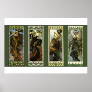 Mond und Sterne von Alphonse Mucha Poster