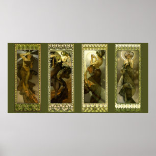 Mond und Sterne von Alphonse Mucha Poster