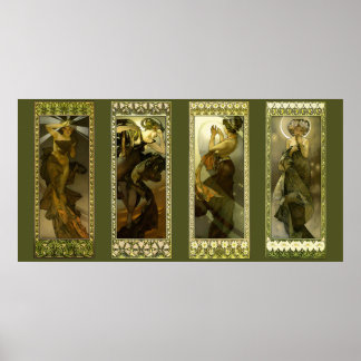 Mond und Sterne von Alphonse Mucha Poster