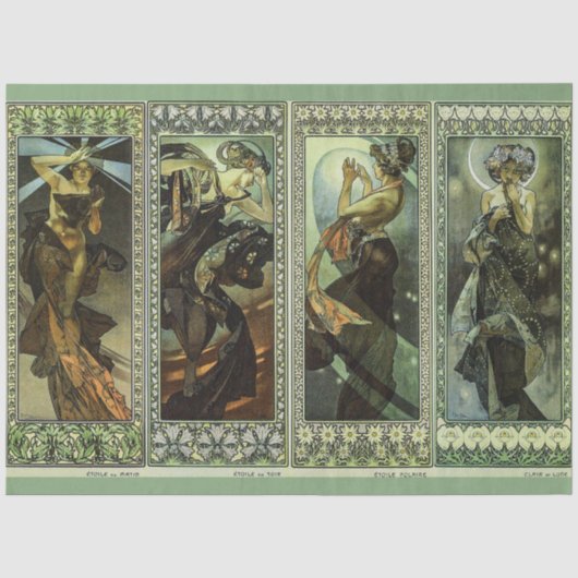 Mond und Sterne von Alphonse Mucha Seidenpapier (Vorderseite)