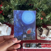 Mond und Sterne zeichnen Navy Blue Reading Fine Ar Poster