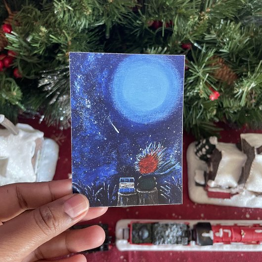 Mond und Sterne zeichnen Navy Blue Reading Fine Ar Poster