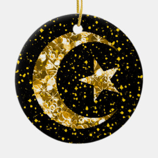Mond und Sternengold funkelnd Gold Keramikornament