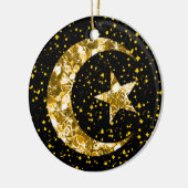 Mond und Sternengold funkelnd Gold Keramikornament (Links)