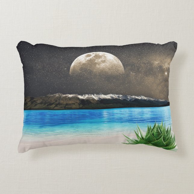 Mond und Strand Dekokissen (Vorderseite)