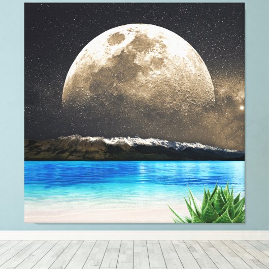 Mond und Strand Leinwanddruck (Insitu (Holzboden))