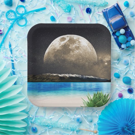 Mond und Strand Pappteller (Party)