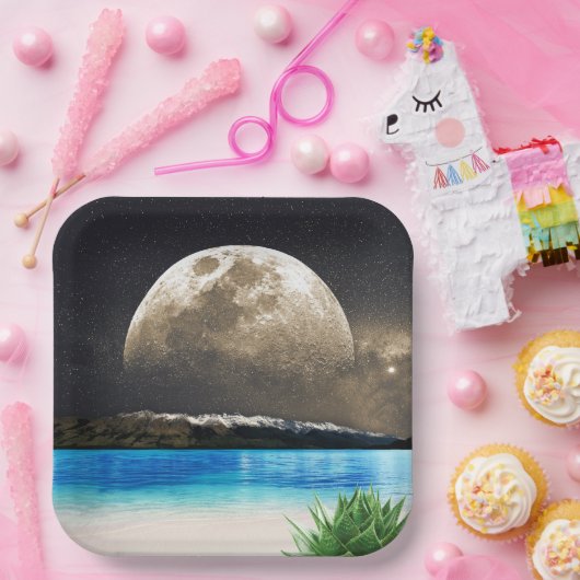 Mond und Strand Pappteller (Party)