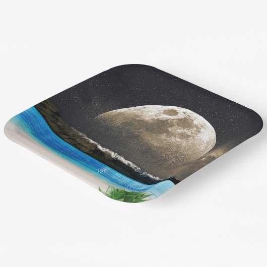 Mond und Strand Pappteller (Gewinkelt)