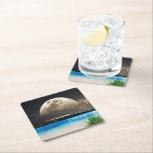 Mond und Strand Rechteckiger Pappuntersetzer (Vor Ort)