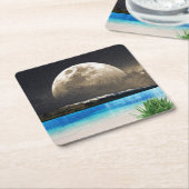 Mond und Strand Rechteckiger Pappuntersetzer (angewinkelt)