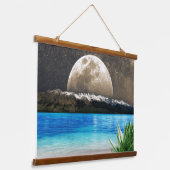 Mond und Strand Wandteppich Mit Holzrahmen (Gewinkelt)