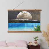 Mond und Strand Wandteppich Mit Holzrahmen (Schlafzimmer)