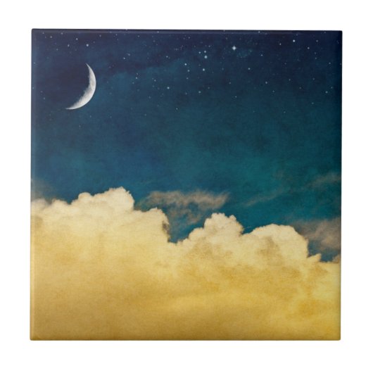 Mond und Wolkenlandschaft Fliese (Vorderseite)