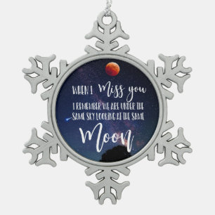 Mond, wenn ich deine Langstreckenfamilie vermisse Schneeflocken Zinn-Ornament