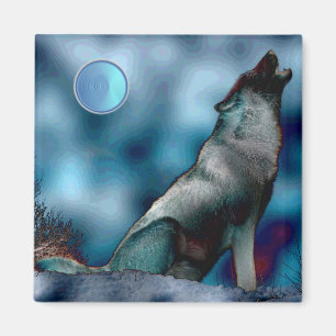 Mond Wolf Fantasie Magnet