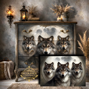 Mond Wolf Rudel Decoupage Seidenpapier