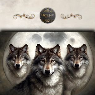 Mond-Wolf-Rudel-Decoupage Seidenpapier