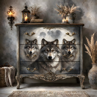 Mond-Wolf-Rudel-Dekupage Seidenpapier