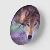 Mond-Wolf Runde Wanduhr (Winkel)