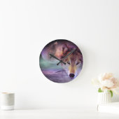 Mond-Wolf Runde Wanduhr (Zuhause)