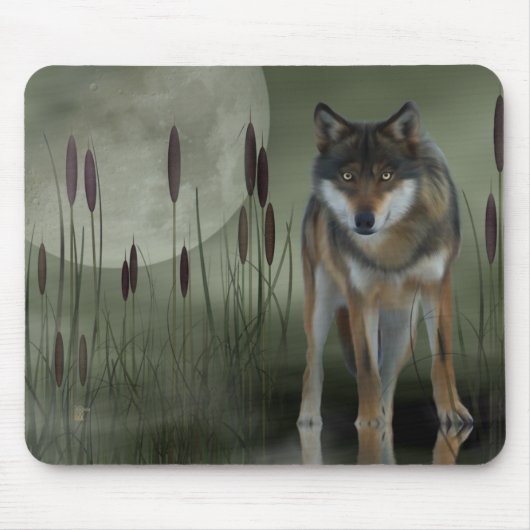 Mond-Wolf - Wolf, Tiere Mousepad (Vorne)
