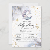 Mond Wolken Sterne Baby Shower Einladung (Vorderseite)