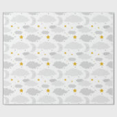 Mond, Wolken und Sterne Kinderduschmuster Geschenkpapier (Flach)