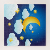 Mond, Wolken und Sterne Puzzle (Horizontal)